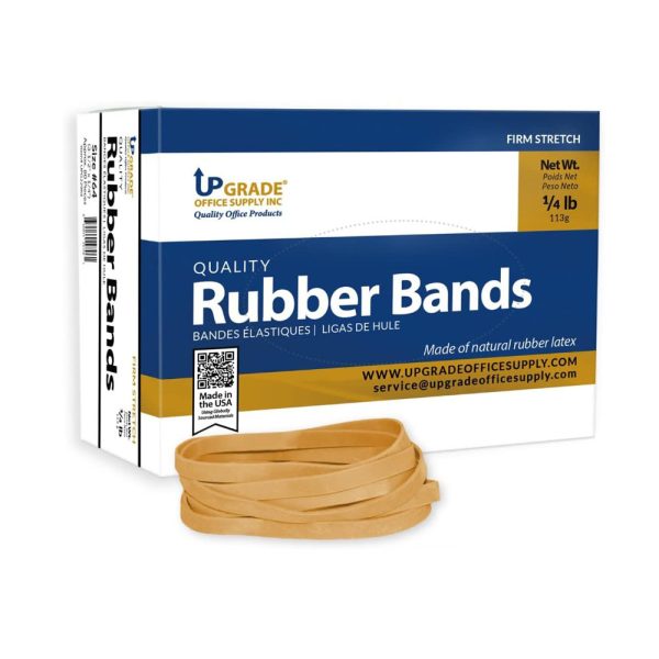 Upgrade Office Supply Rubber Bands, (3-1/2" x 1/4"), Natural Crepe, Made in USA